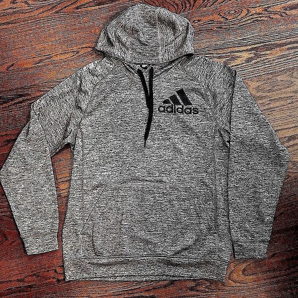 ADIDAS Men's TEAM ISSUE Grey Pullover Hoodie With Adidas Chest Logo Sz Medium - Picture 6 of 8